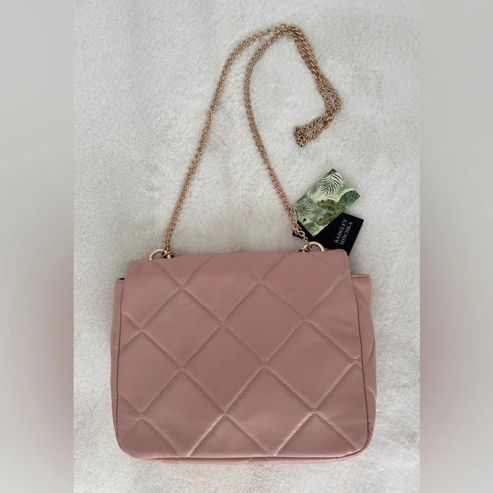 Badgley Mischka Blush Pink Diamond Quilted Crossbody Bag - NWT